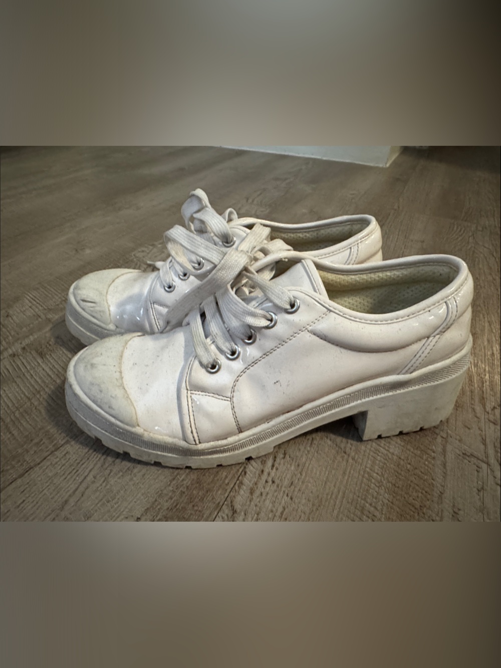 Jeffrey Campbell White Chunky Lace-Up Oxfords
